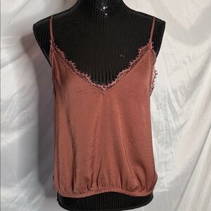 Express Rosewood Lace-Trim Spaghetti Strap Cami